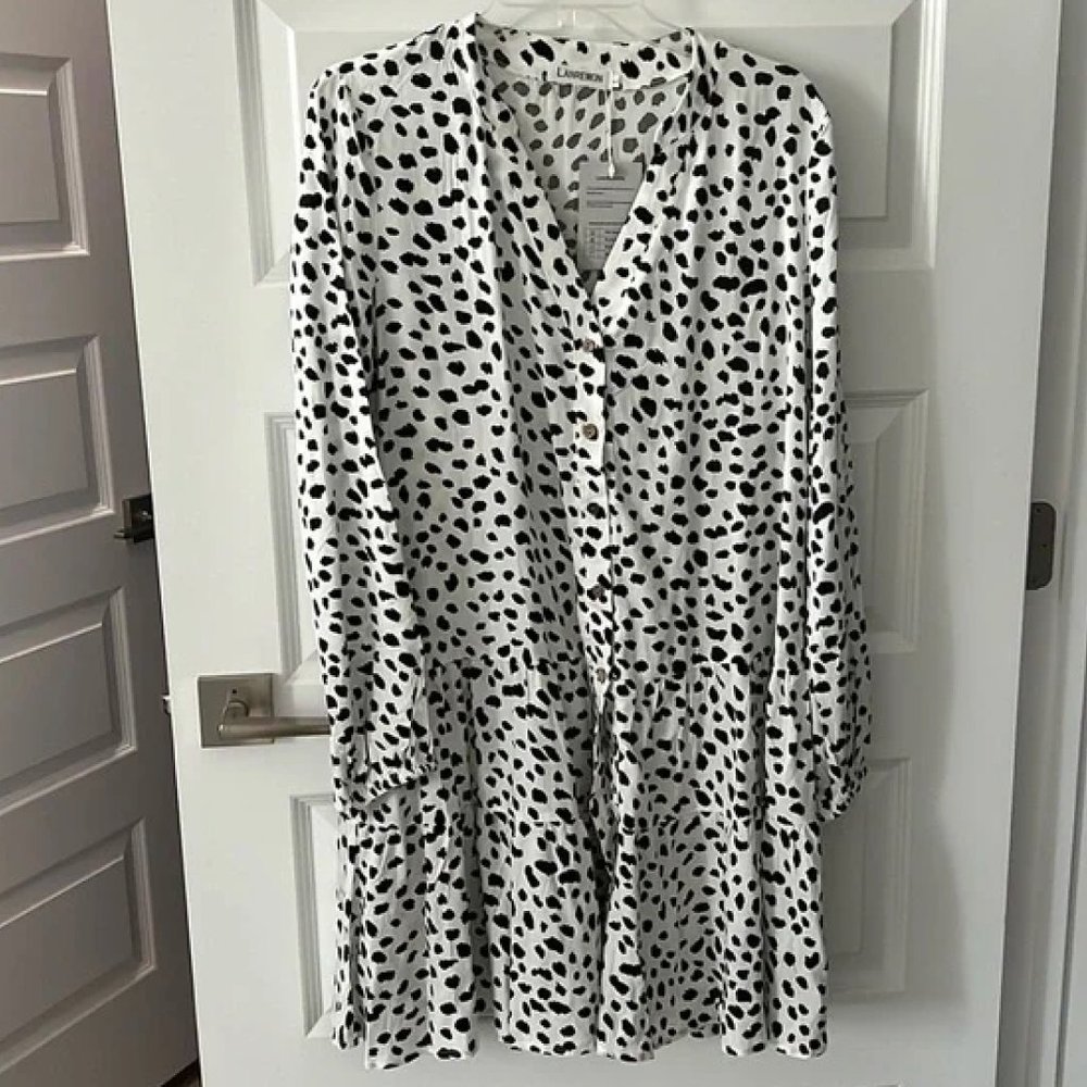 LANREMON Dress White and Black Size L